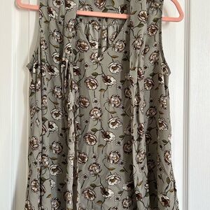 Kenar Olive Green Floral Sleeveless Camisole